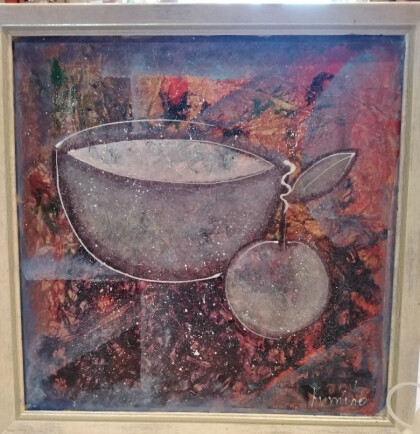 Натюрморт с чашей и яблоком. №1