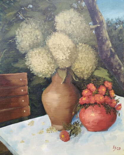 Гортензии и бархатцы