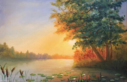 Этюд Закат на озере