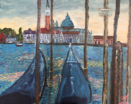 Венеция . Спящие гондолы .