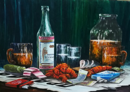 Пиво,водка.