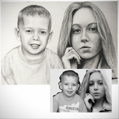 Портрет девушки с ребенком.