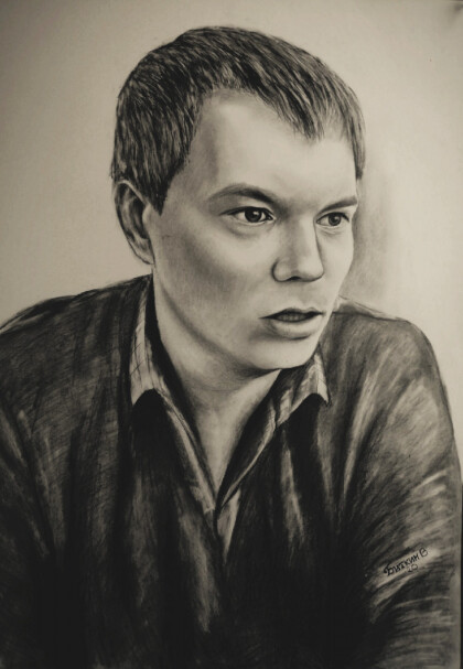 Портрет молодого человека карандашом.