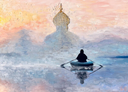 Утро. Церковь. Туман.