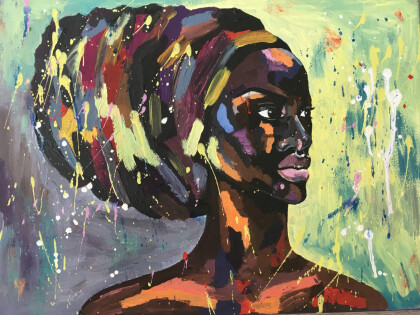 Африканка в тюрбане в стиле поп-арт