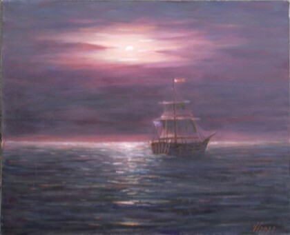 Ночь на море.