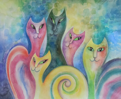 Акварельные кошки
