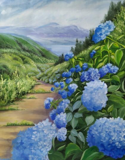 Голубая гортензия