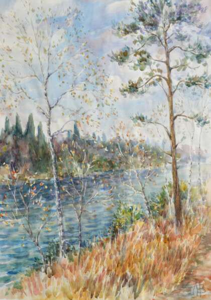 Деревья на берегу реки