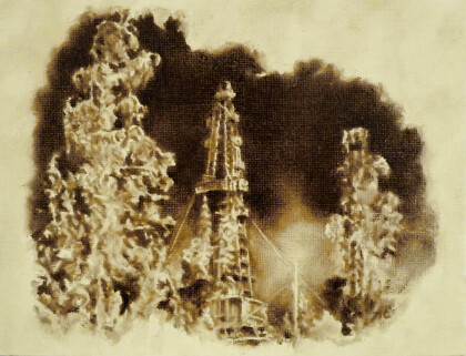 Картина-сувенир нефтью на холсте "Зимняя сказка"