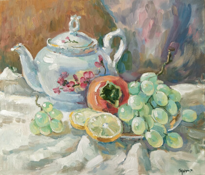 Натюрморт с чайником и лимоном