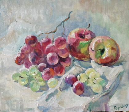 Натюрморт с красным виноградом