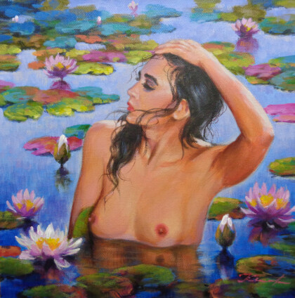 девушка и лилии