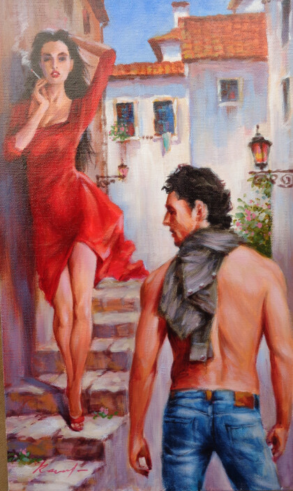 девушка в красном