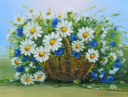 Корзина с полевыми цветами
