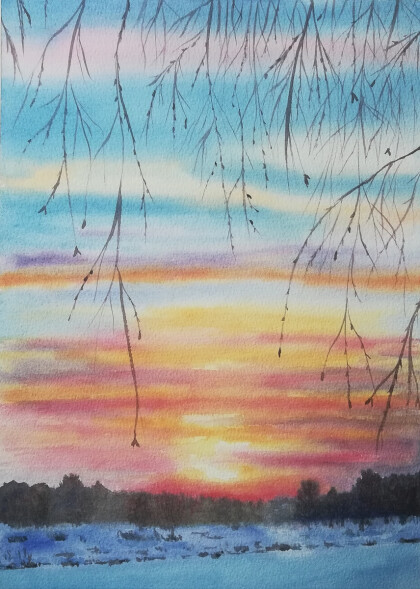 Зимой на закате.