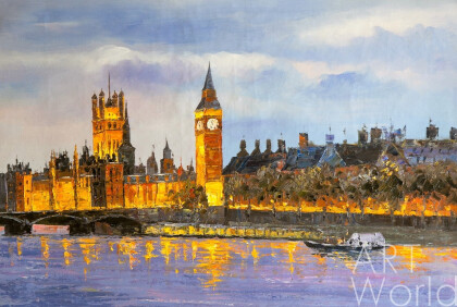 Лондон. Вестминстерский дворец с Темзы