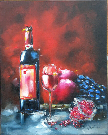Натюрморт с бутылкой вина