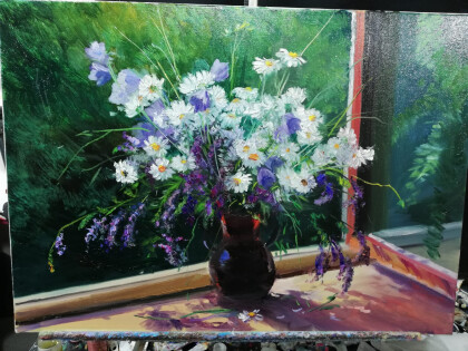 Ромашки на окне