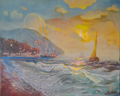 Прибой у берегов Ялты. XIX век.