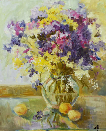 Цветы с персиками