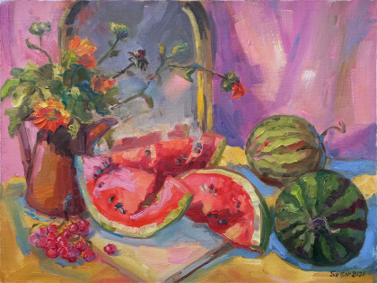 арбузы с подносом