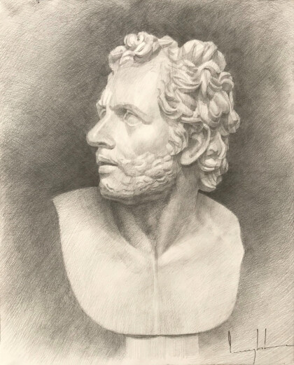 рисунок гипсовой головы.