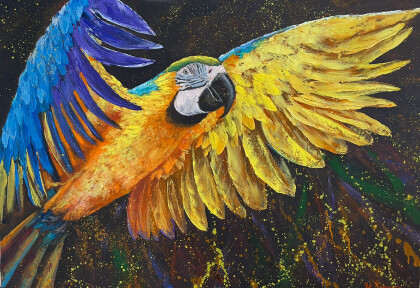 Сине-желтая экспрессия. Попугай ара.