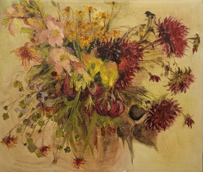 Букет с георгинами