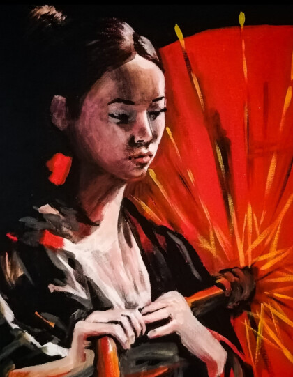 "Девушка с красным зонтиком"