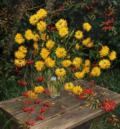 Жёлтые хризантемы