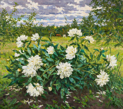 Букет белых пионов