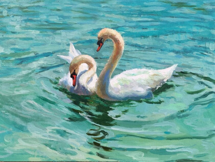 Два белых лебедя