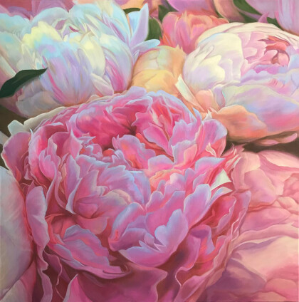 Розовый букет пионов