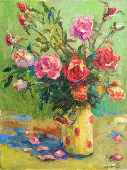 розы в бидоне