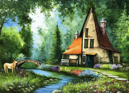 Пейзаж с олененком