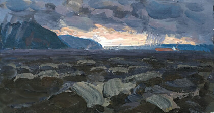 На Волге шторм.Эскиз