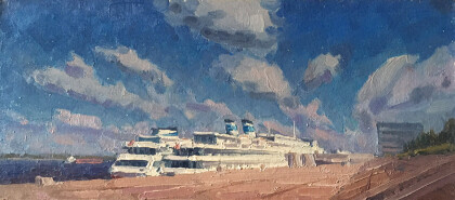 На речном вокзале.Теплоходы