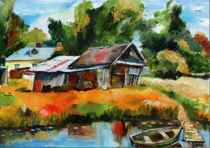 Пейзаж с лодкой