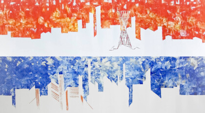 Кавасаки, Осака Города Японии. Абстракция Диптих