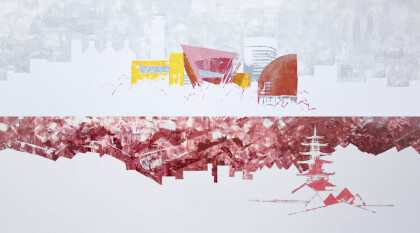 Киото, Китакюсю Города Японии. Абстракция Диптих