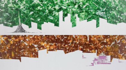 Нагойа, Окояма Города Японии. Абстракция Диптих