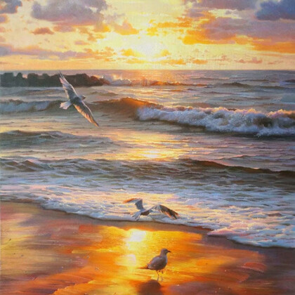 Чайки на море