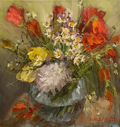 Натюрморт с ромашками