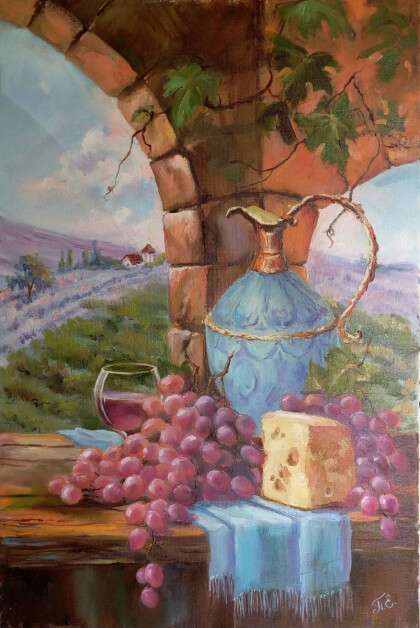 "Сыр и кувшин с вином"