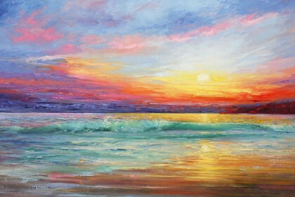 Закат над голубым океаном