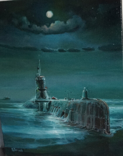 Подводная лодка 613 проекта. Всплытие.