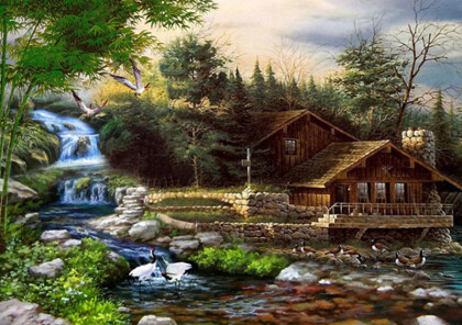 Горный водопад у дома