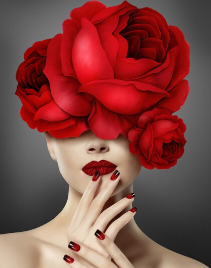 Изящная дама с красной розой