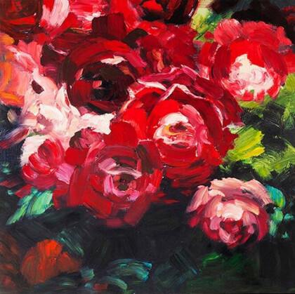 Огненно-красные розы